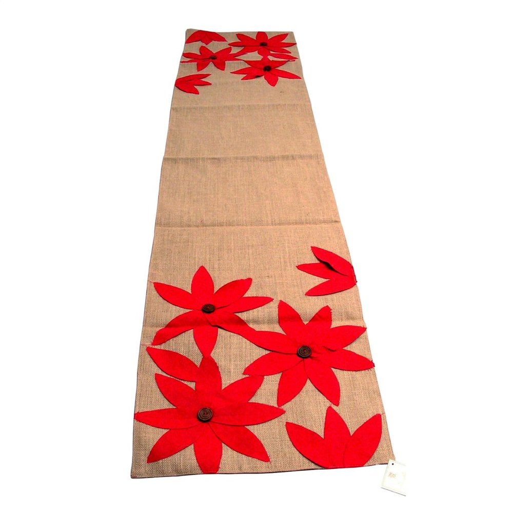 NWT Airabella Collection Red Appliqued Flower 16x72 inches